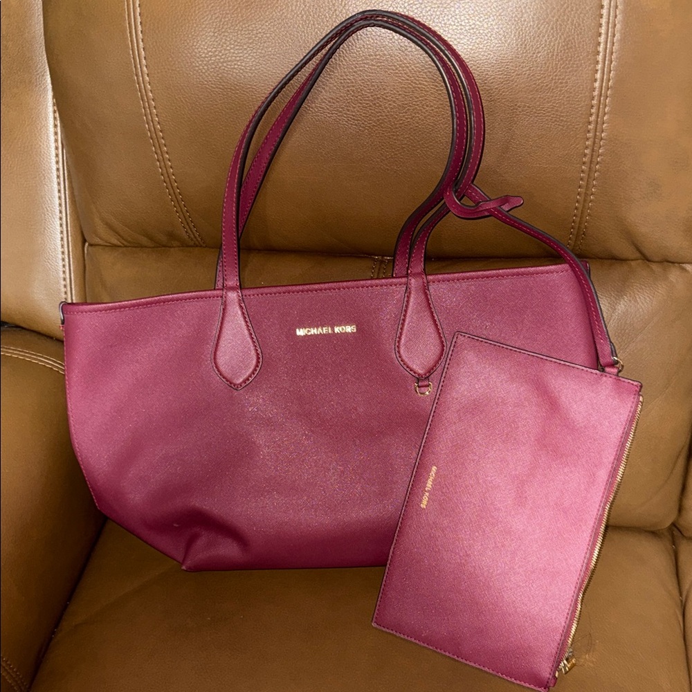 Michael Kors Wine Red Tote with Pouch